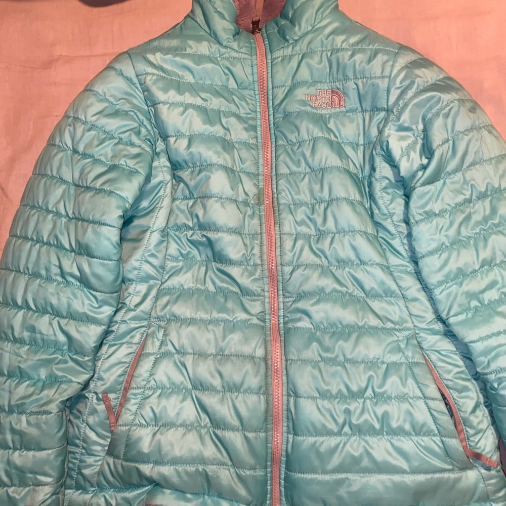 Teal reversible north face jacket